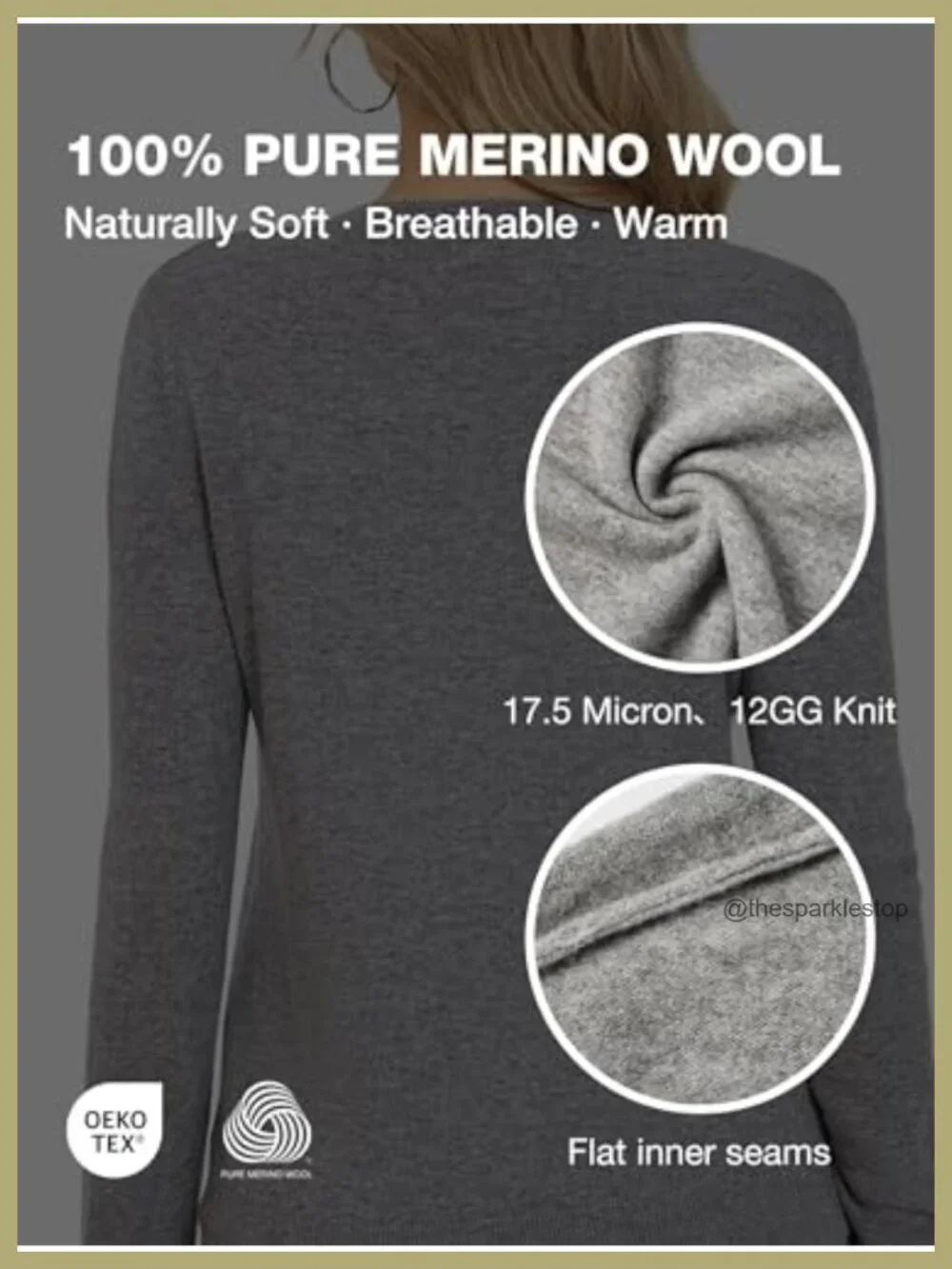 Women's Merino Wool Crewneck Sweater - Itch Free Lightweight Pullover